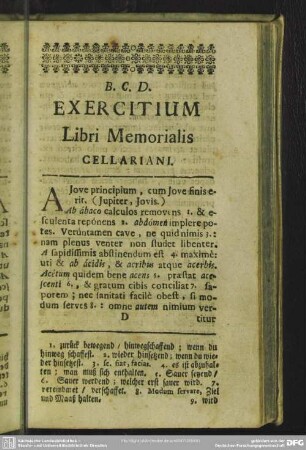 Exercitium Libri Memorialis Cellariani