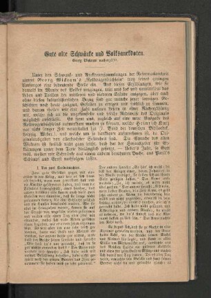 Gute alte Schwänke und Volksanekdoten.