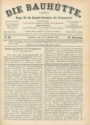 No. 40. Frankfurt a. M., den 3. Oktober 1914. 57. Jahrgang.