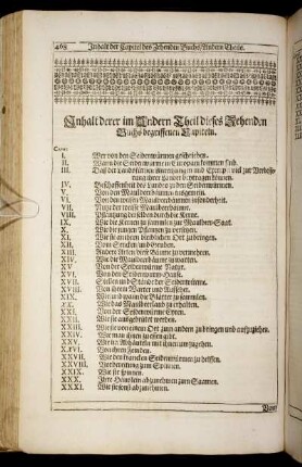 Inhalt derer im Andern Theil dieses Zehenden Buchs begriffenen Capiteln.