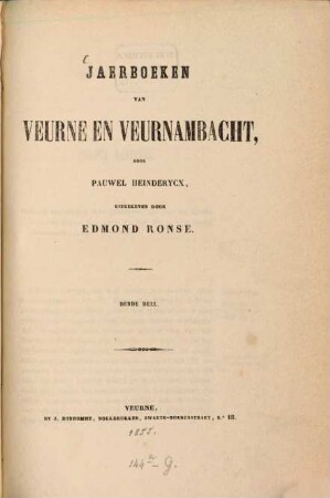 Jaerboeken van Veurne en Veurnambacht : Door Pauwel Heinderycx, uitgegeven door Edmond Ronse, III