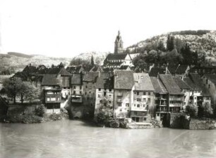 Laufenburg (AG, Schweiz). Stadtansicht von Norden über den Rhein