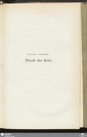 Sechster Abschnitt. Physik der Erde