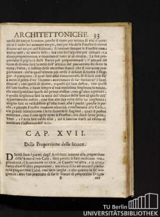 Cap. XVII Della proportione delle Stanze
