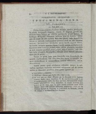 Varietatis Secundae Specimina Bina. (Tab. LIV. [und] LV.)