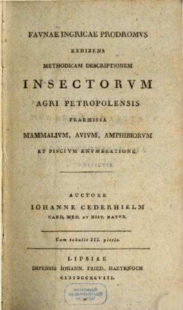Faunae Ingricae Prodromus