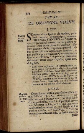 Cap. IX. De Obsessione Viarum – Cap. XVI. De Homicidio