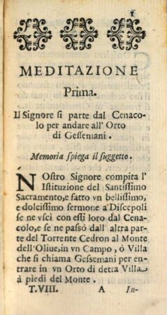 La passione del Signore, 8. Considerata nell'orto di gessemeni