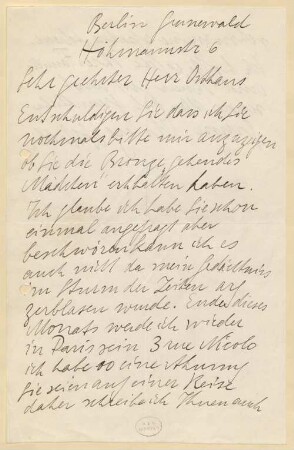 Brief von Hermann Haller an Karl Ernst Osthaus - BSB Autogr. Haller, Hermann