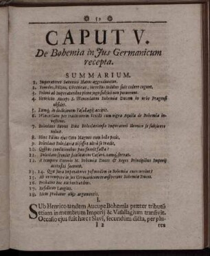 Caput V. De Bohemia in Jus Germanicum recepta.