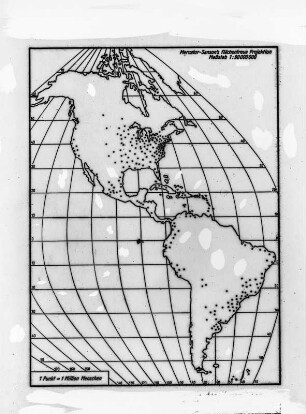 Landkarte : Fotografie einer Landkarte der Amerikas, auf der alle Städte mit einer Einwohnerzahl von mehr als einer Million Menschen verzeichnet sind
