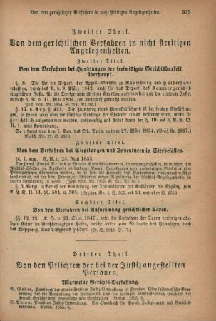 Zweiter Theil. Von dem gerichtlichen Verfahren in nicht streitigen Angelegenheiten.