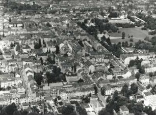 Dresden-Neustadt. Äußere Neustadt und Alaunplatz. Luftbildschrägaufnahme von Südosten