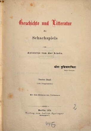 Geschichte und Litteratur des Schachspiels, II