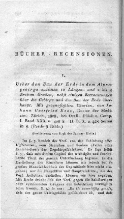 Ueber den Bau der Erde in dem Alpen-Gebirge zwischen 12 Längen und 2-4 Breitengraden : nebst einigen Betrachtungen über die Gebirge und den Bau der Erde überhaupt ; mit geognostischen Karten / von Johann Gottfried Ebel. - Zürich, ... Bei Orell Füssli und Compagnie, 1808