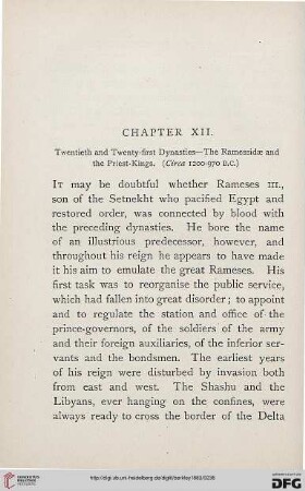 Chapter XII: Twentieth and Twenty-first Dynasties - The Rammessidae and the Priest-Kings