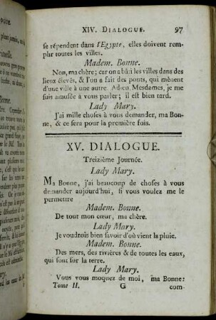 XV. Dialogue. Treizième Journée.