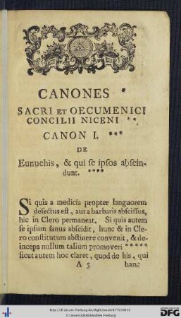 Canones Sacri Et Oecumenici Concilii Niceni.