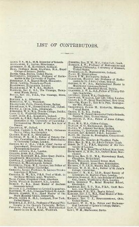 List of Contributors.