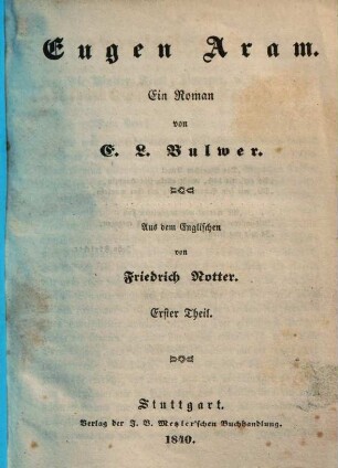 Eugen Aram : Ein Roman, 1
