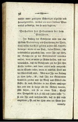Verhalten der Hebammen bei dem Gebähren.