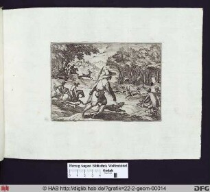 Eine Hirschjagd mit mehreren Gefangenen in Fallen.