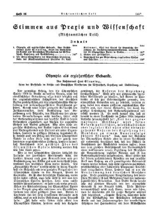 Olympia als erzieherischer Gedanke : [Nichtamtlicher Teil]