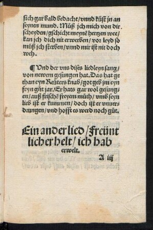 Ein ander lied/ Freünt||licher helt/ ich hab || erwelt. ||