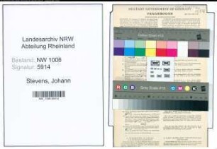 Entnazifizierung Johann Stevens , geb. 03.05.1887 (Landwirt)