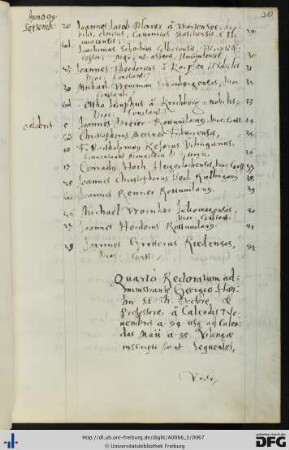 [fol. 30] Rektorat Georg Hänlin 1594/95