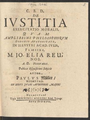 De Iustitia Exercitatio Moralis