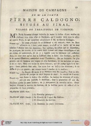 Maison de campagne de Mr. le Comte Pierre Caldogno située au Final