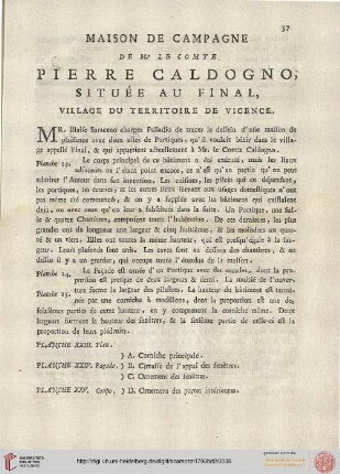 Maison de campagne de Mr. le Comte Pierre Caldogno située au Final