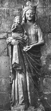 Halberstadt, Dom St. Stephanus und St. Sixtus, Marienkapelle, Nische in der Südwand, Madonna