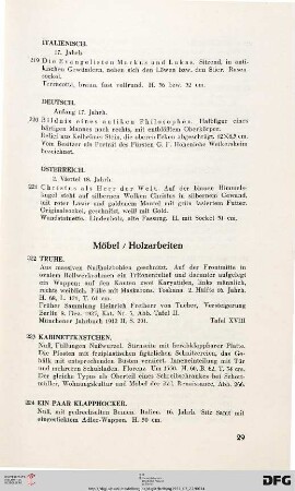 Möbel – Holzarbeiten (Nr. 222-227)