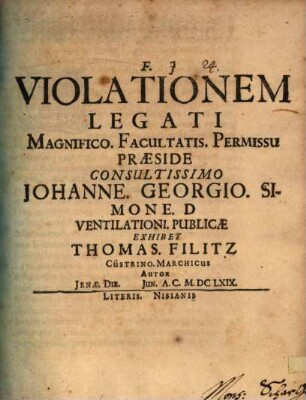 De violatione legati, disp.
