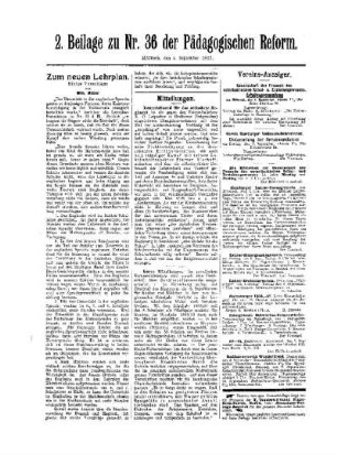 Mitteilungen : 2. Beilage zu Nr. 36 der Pädagogischen Reform
