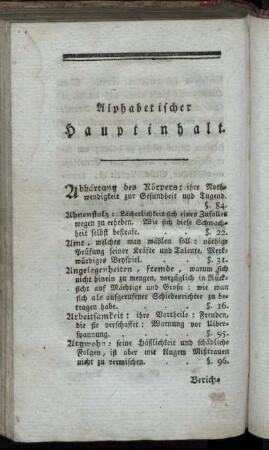 Alphabetischer Hauptinhalt.