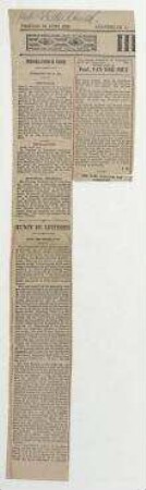 Wat ter wereld ???. Rezension der Ausstellung von Hannah Höch in der Galerie De Bron, Den Haag, 11. Mai - 7. Juni 1929 in Het Vaderland - Avondblad C, 's-Gravenhage.