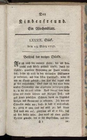 LXXXIX. Stück den 15. März 1777