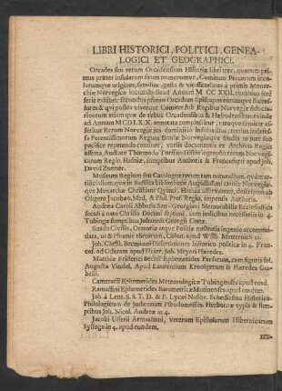 Libri Historici, Politici, Genealogici Et Geographici.