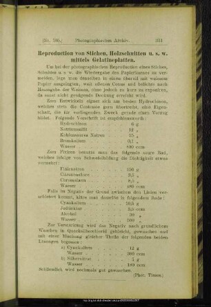 Reproduction von Stichen, Holzschnitten u. s. w. mittels Gelatineplatten