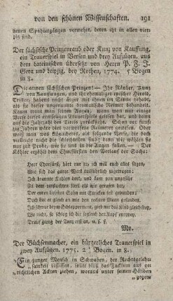Der Büchsenmacher, ein bürgerliches Trauerspiel, in zwey Aufzügen.