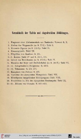 Verzeichniss der Tafeln und eingedruckten Abbildungen