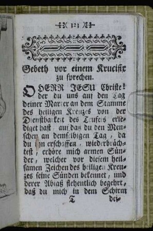 Gebeth vor einem Krucifix zu sprechen.