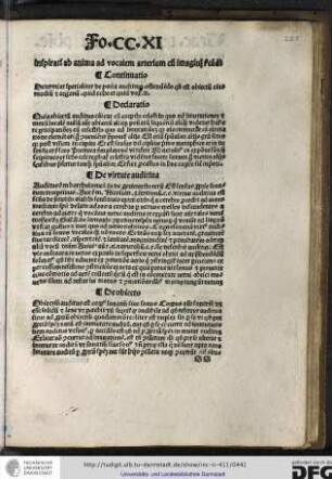 Continuatio: determinat specialiter de potentia auditiva ostendendo quod est obiectum eius medium et organum...