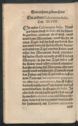 Ein andere Calcionatio Solis. Cap. XLVIII.