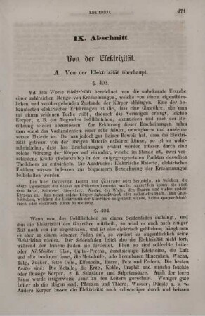 IX. Abschnitt. Von der Elektrizität.