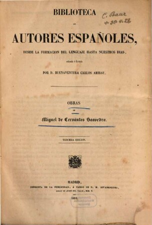 Obras de Miguel de Cervantes Saavedra. 1
