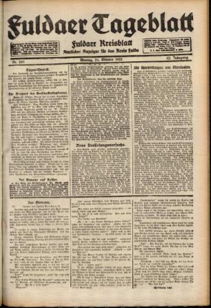 Ausgabe vom Montag, den 31. Oktober 1921.